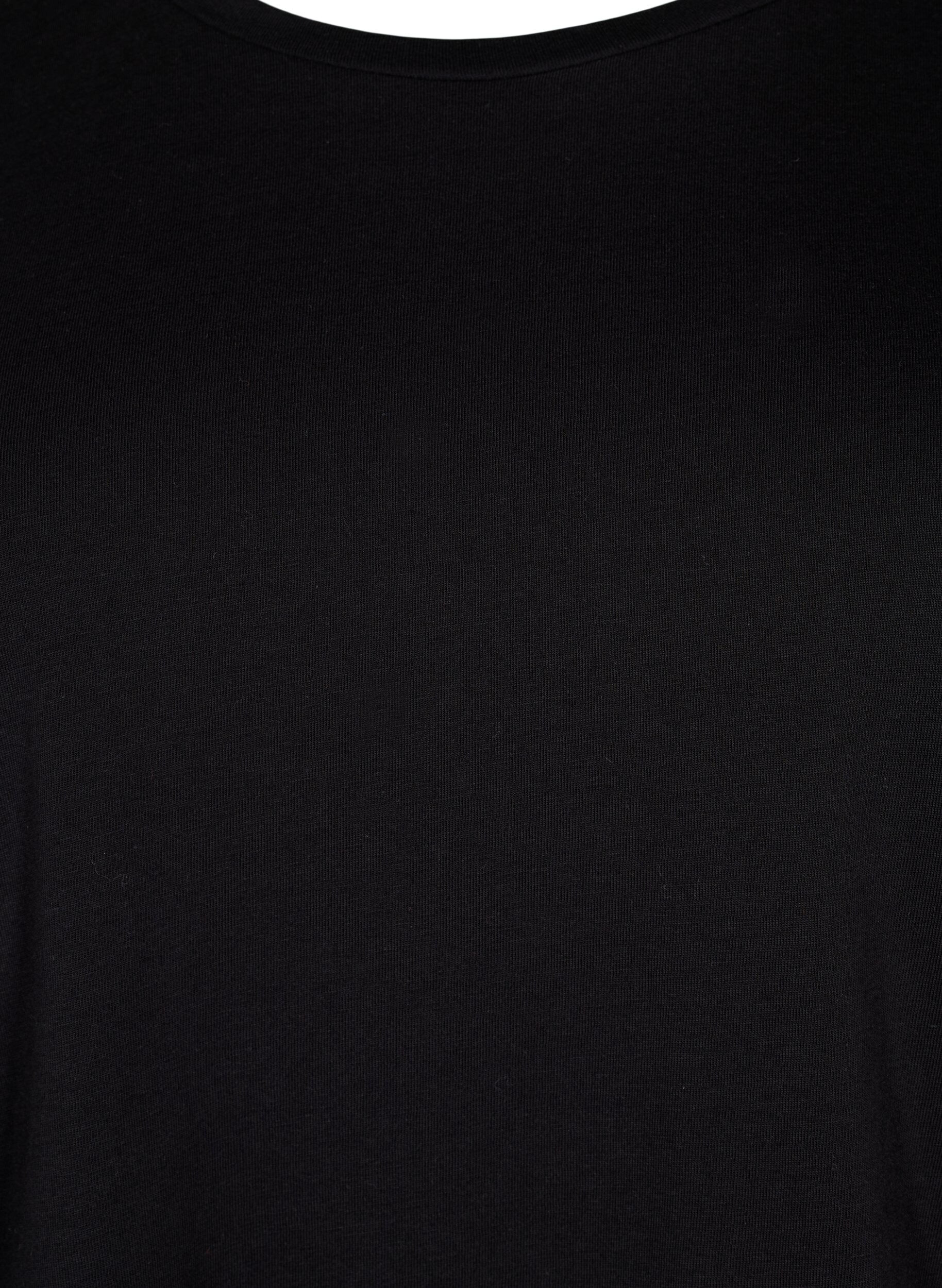ZizziKatoenen t-shirt met 2/4 mouwen, Black, Packshot image number 2