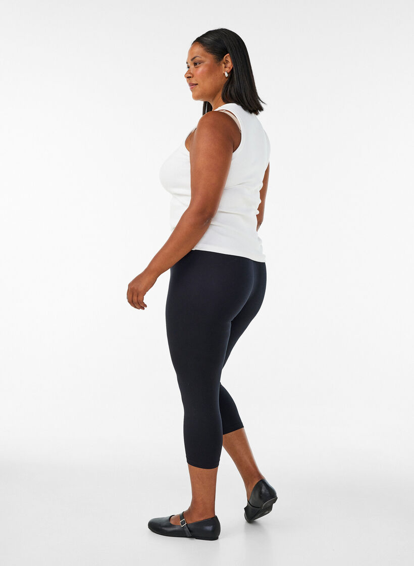 Basic 3/4 legging in viscose, Zwart, Model image number 2