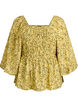 Blouse met smock en vierkante halslijn, Geel, Packshot image number 0
