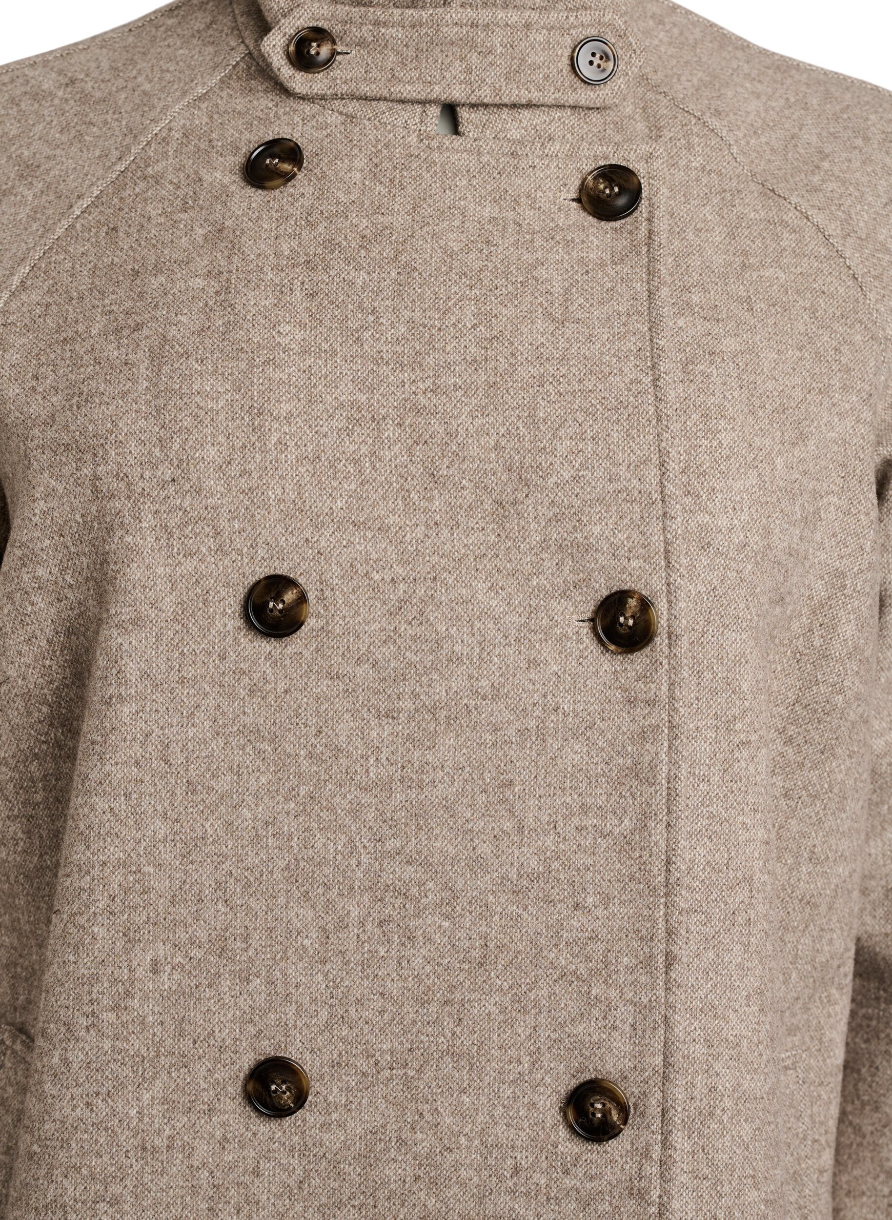 ZizziManteau long en laine &agrave; col montant et double boutonnage, Marron, Packshot image number 2