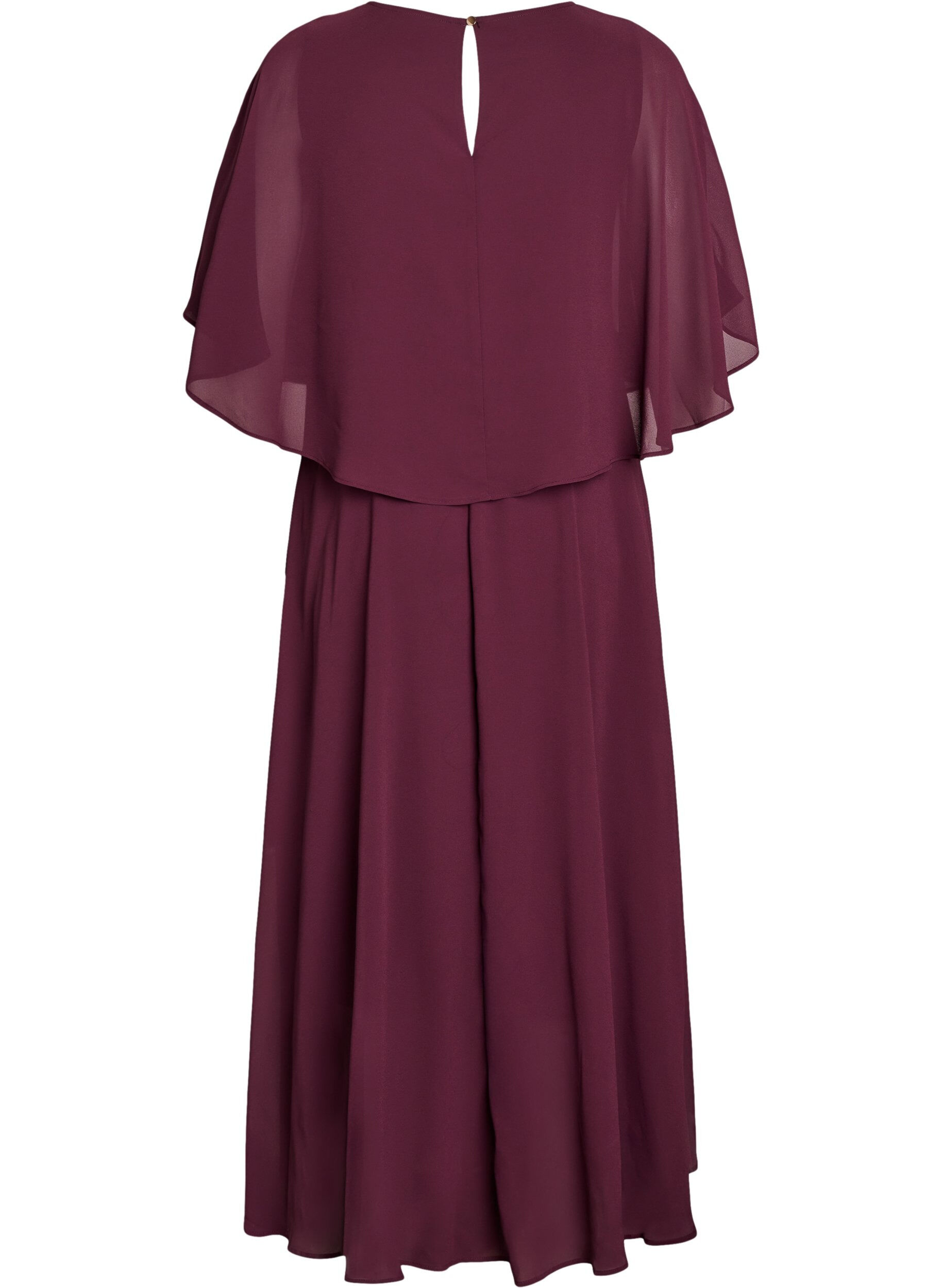 Zizzi Robe longue de ligne A avec des manches courtes, Bordeaux, Packshot image number 1