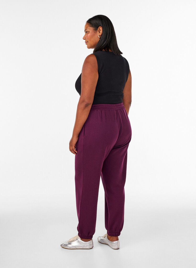 Sweatpants met hoge taille en trekkoord, Paars, Model image number 1