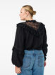 Viscose blouse met kant en ruches, Zwart, Model image number 2
