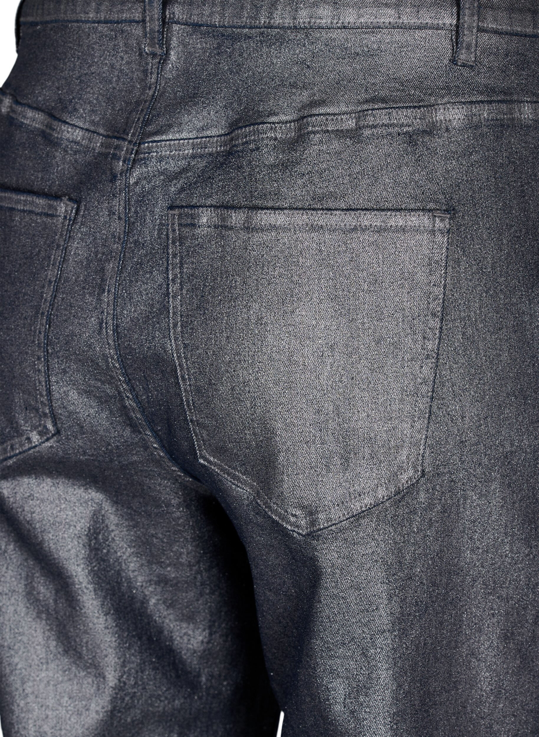 ZizziZilverkleurige jeans met hoge taille, Gun Silver , Packshot image number 3