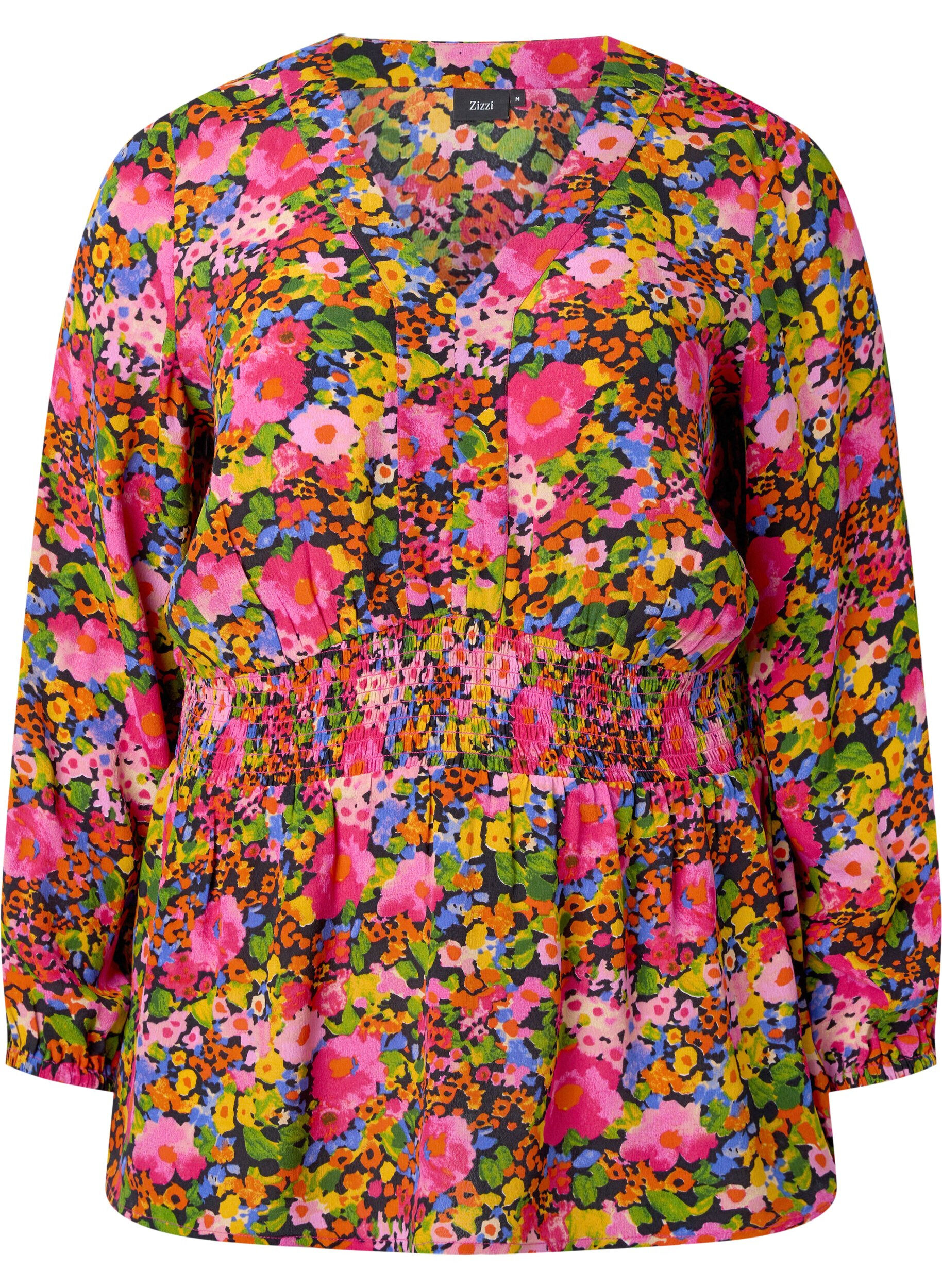 Viscose blouse met bloemenprint en smok