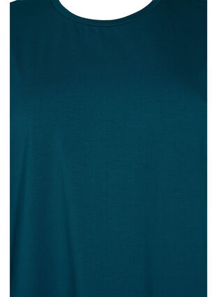 Robe en coton à manches courtes avec fente, Deep Teal, Packshot image number 2