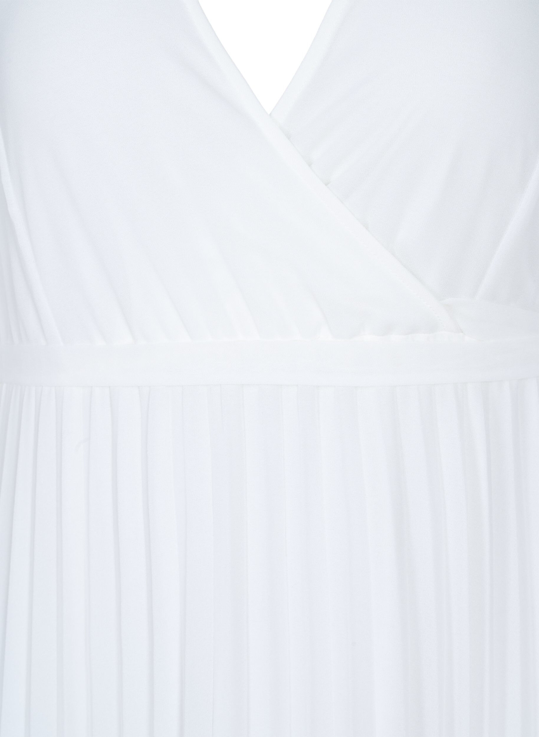 ZizziGeplooide midi jurk met korte mouwen, Star White, Packshot image number 2