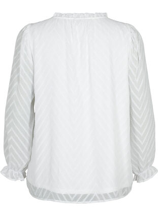 Blouse à manches longues avec détails en ruban, Bright White, Packshot image number 1
