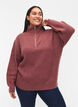 Pull en tricot avec col haut et fermeture &eacute;clair, Rose poudr&eacute;e, Model image number 0