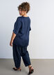 Satijnen blouse met ellebooglange mouwen, Blauw, Model image number 2