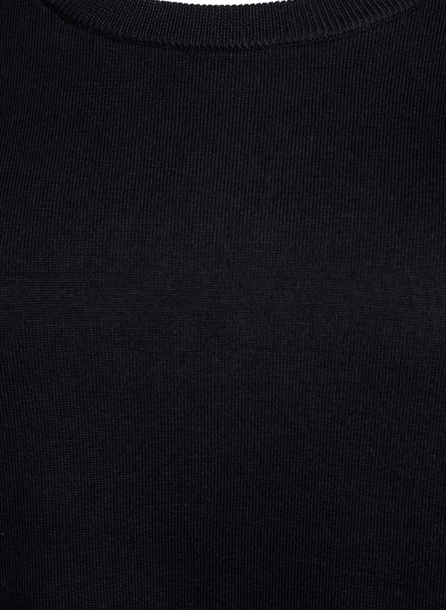 ZizziGebreide blouse met korte mouwen en kleine strikken, Zwart, Packshot image number 2