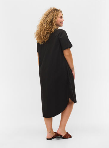 Chemise en coton à manches courtes, Black, Model image number 1