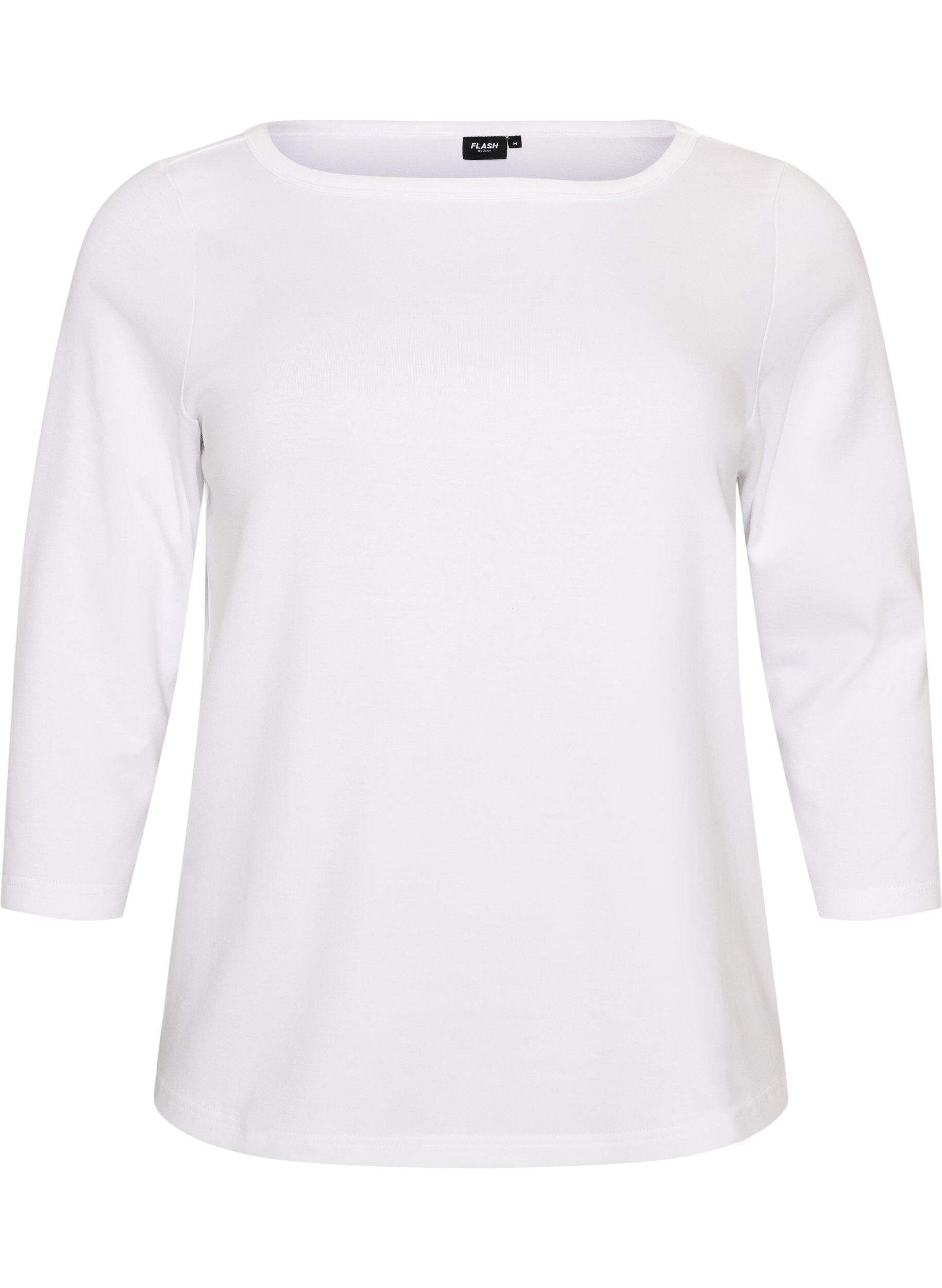 ZizziBasic T-shirt met boothals en 3/4-mouwen, Wit, Packshot image number 0
