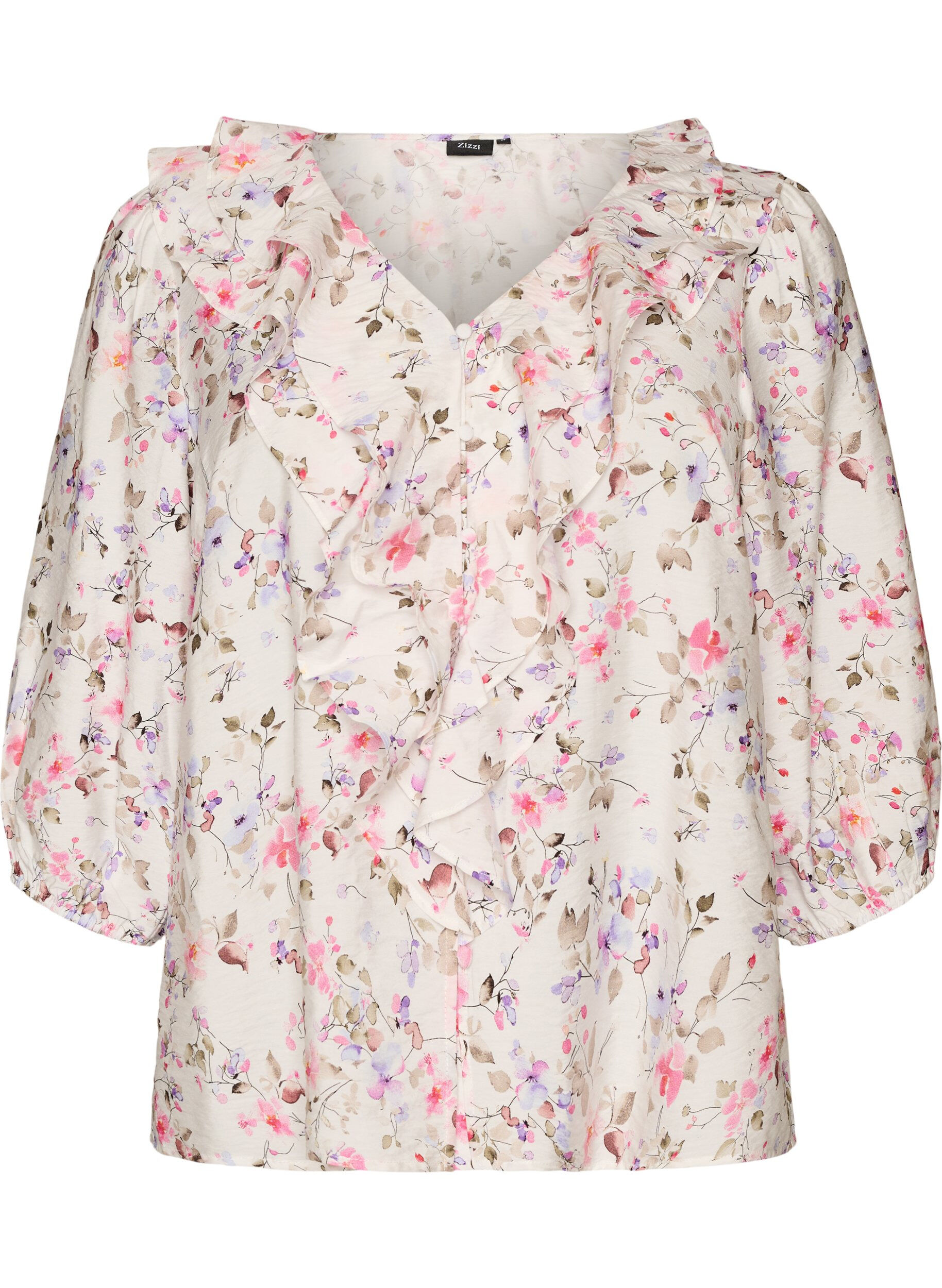 Viscose blouse met bloemenprint en 3/4 mouwen