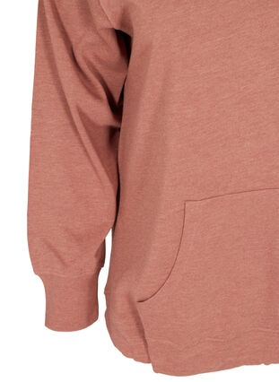 Gemêleerd sweatshirt met capuchon en zakken, Cognac Melange, Packshot image number 3
