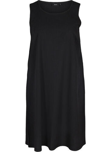 Mouwloze katoenen jurk met a-lijn, Black, Packshot image number 0