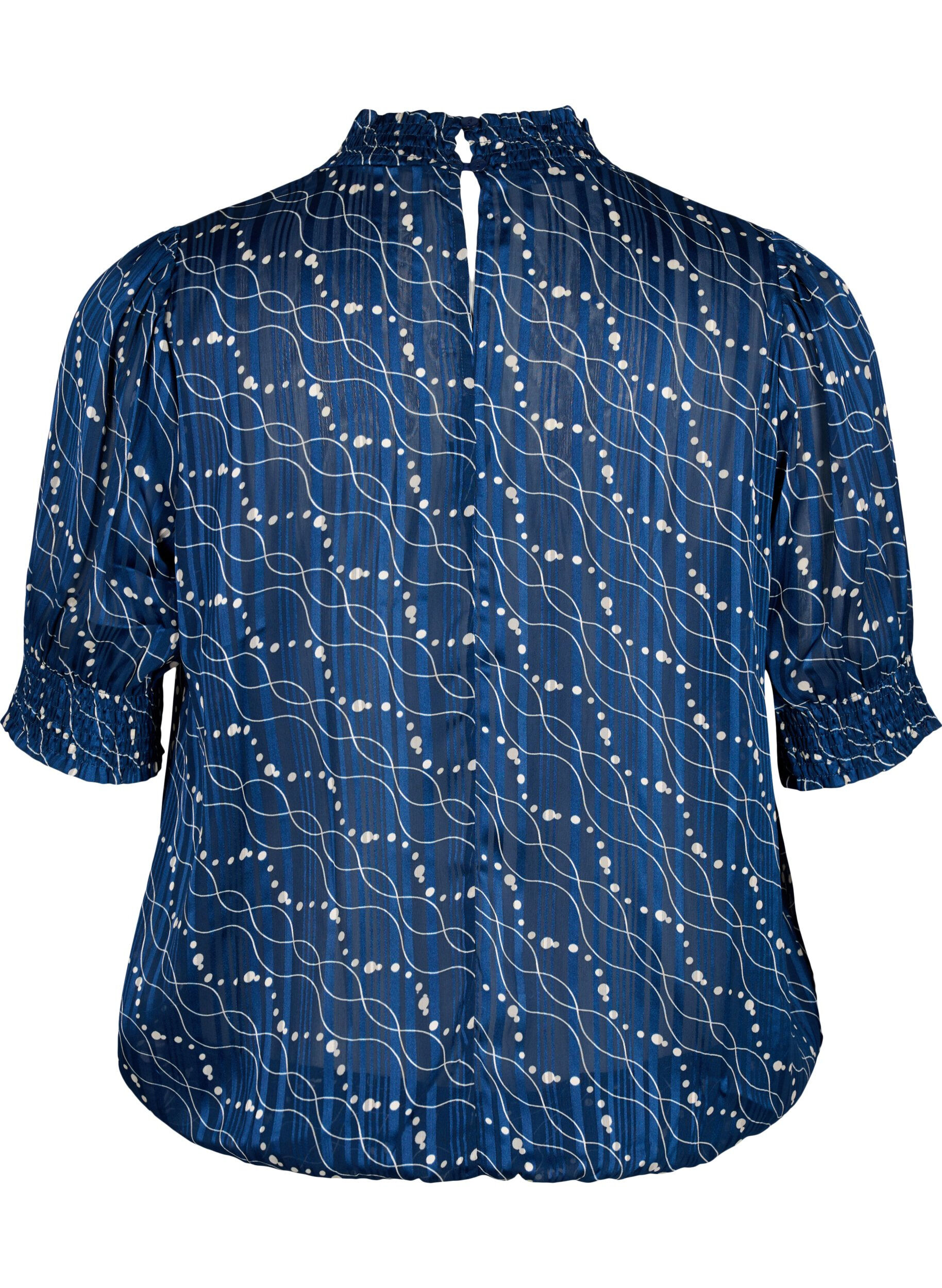Zizzi Smock-blouse met korte mouwen en print, Dress Bl. Swirl AOP, Packshot image number 1