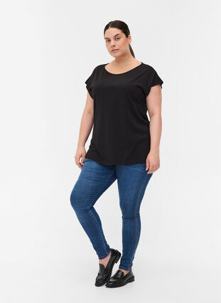 T-shirt avec poche poitrine en coton bio, Black, Model image number 2