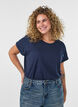 T-shirt &agrave; manches courtes en coton m&eacute;lang&eacute;, Bleu, Model image number 0