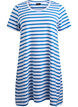 Gestreepte jersey jurk met korte mouwen, Blauw, Packshot image number 0