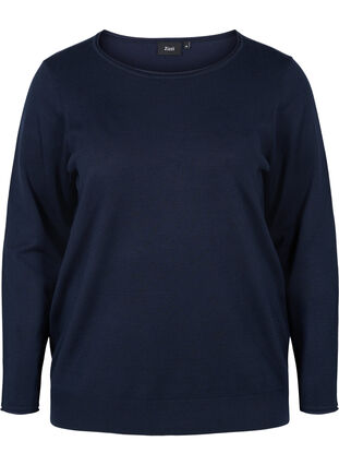 Blouse en tricot de couleur unie en mélange de viscose, Night Sky, Packshot image number 0
