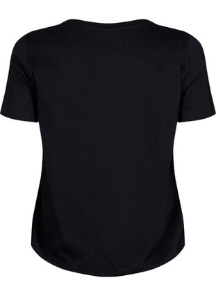 T-shirt en coton à manches courtes avec bord élastique, Black w. Live, Packshot image number 1