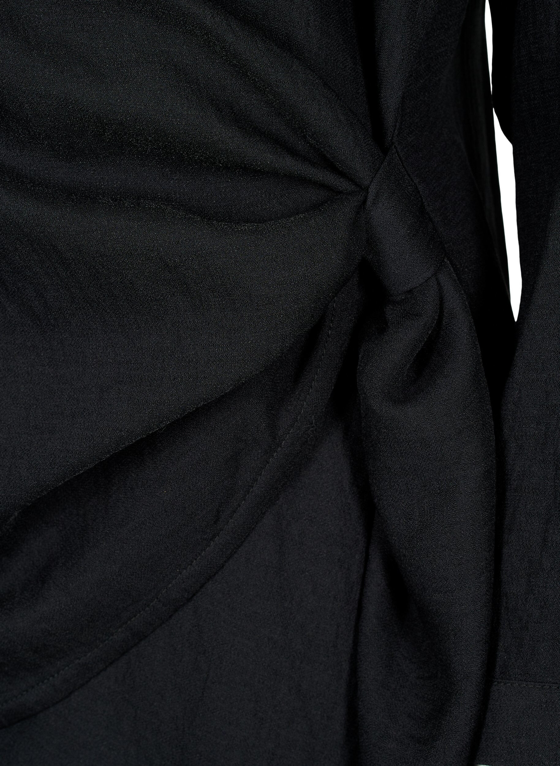 ZizziBlouse met lange mouwen in viscose met een wikkel-look, Black, Packshot image number 3