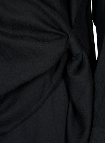 Blouse à manches longues en viscose avec un aspect enveloppant, Black, Packshot image number 3