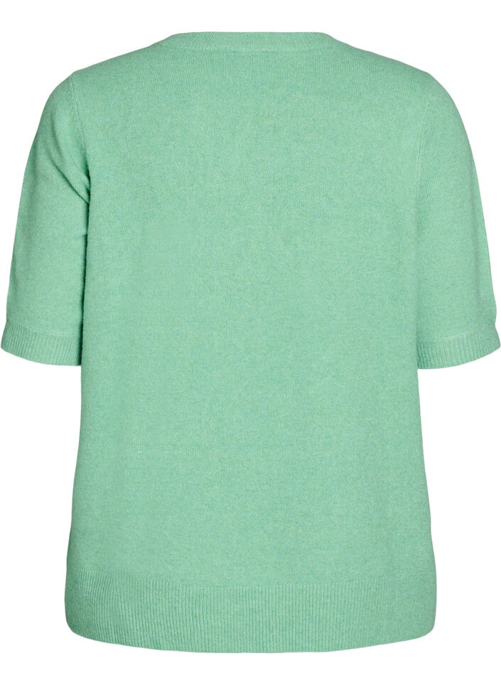 Chemisier en tricot &agrave; manches courtes, Vert clair, Packshot image number 1