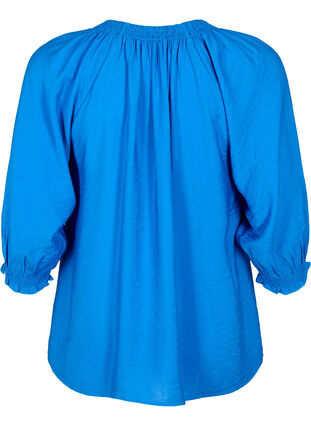 A-vormige viscose blouse met 3/4 mouwen, Strong Blue, Packshot image number 1