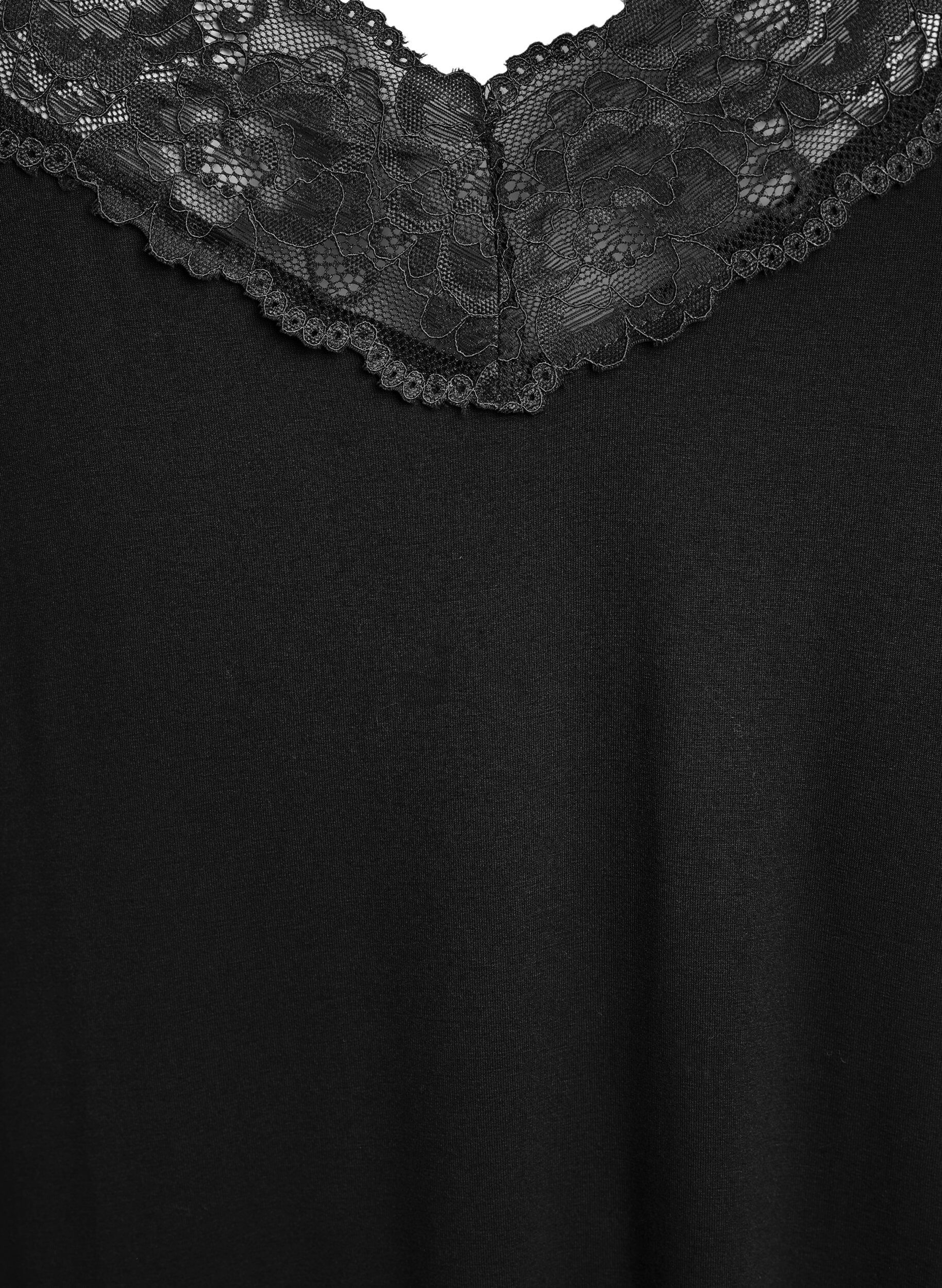 Zizzi Nuisette sans manches en viscose avec d&eacute;tails en dentelle, Noir, Packshot image number 2