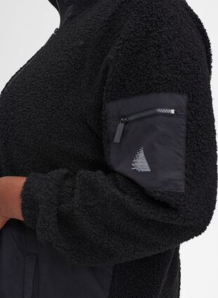 Veste de sport en peluche avec poches et fermeture éclair, Black, Model image number 2
