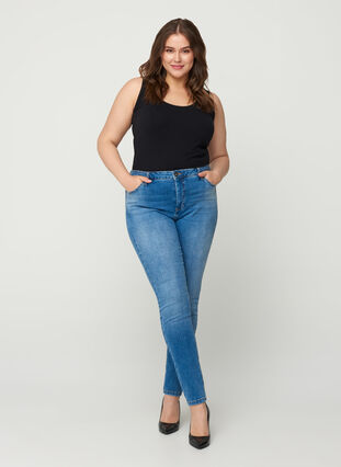 Extra slim fit Nille jeans met hoge taille, Light blue denim, Model image number 0