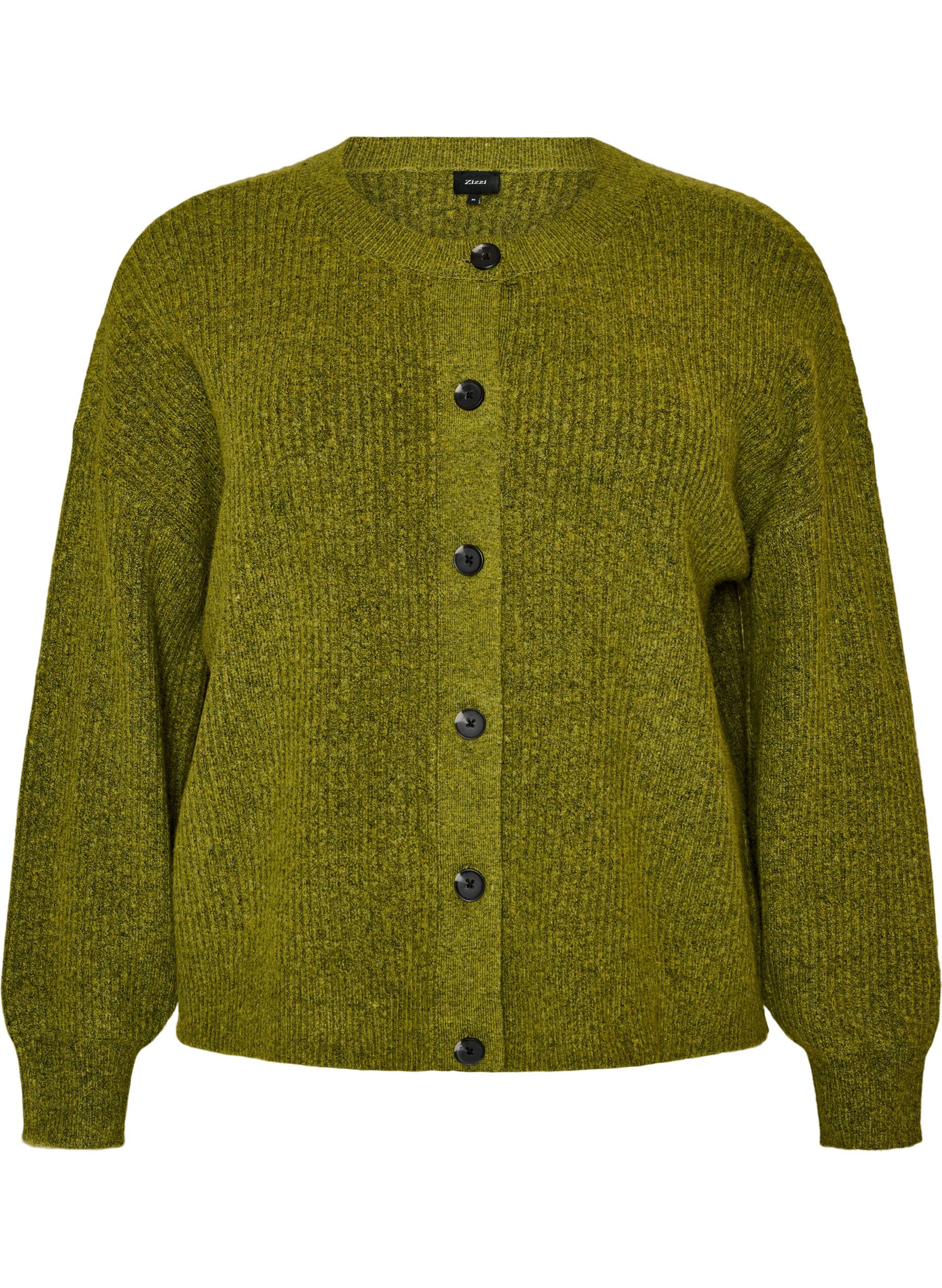 ZizziVest van ribtricot met knopen, Groen, Packshot image number 0
