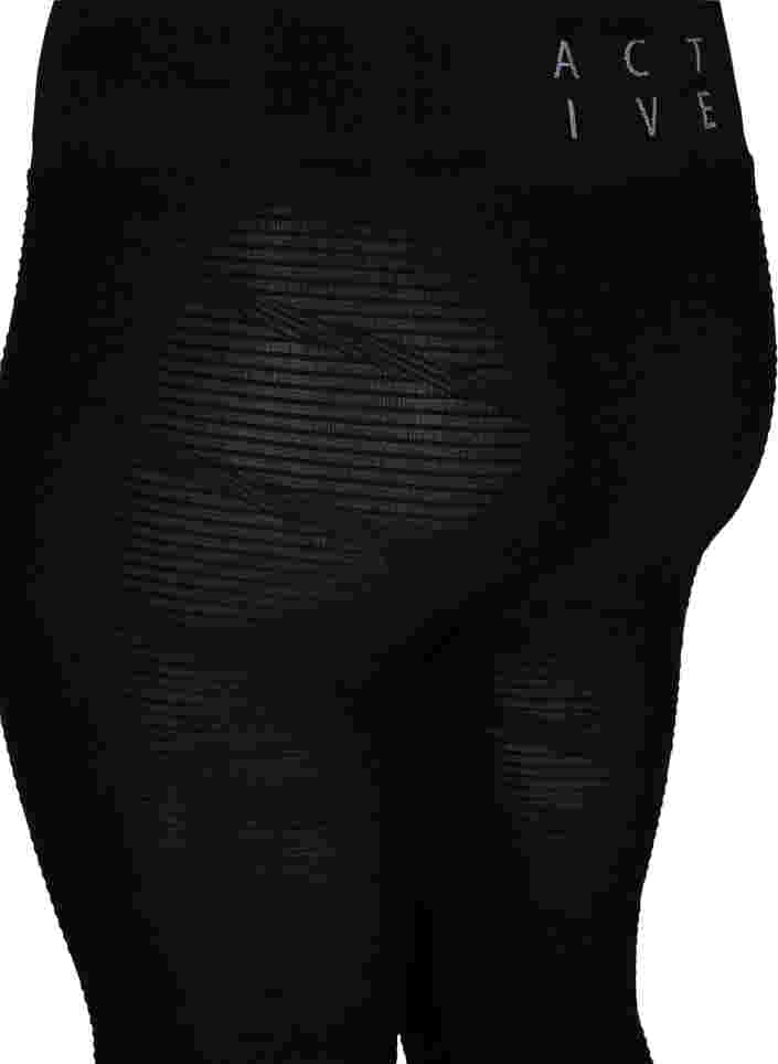 Collants d'entraînement sans coutures avec motif structuré, Black, Packshot image number 3