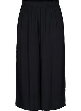 Pantalon en viscose uni avec largeur, Black, Packshot image number 0