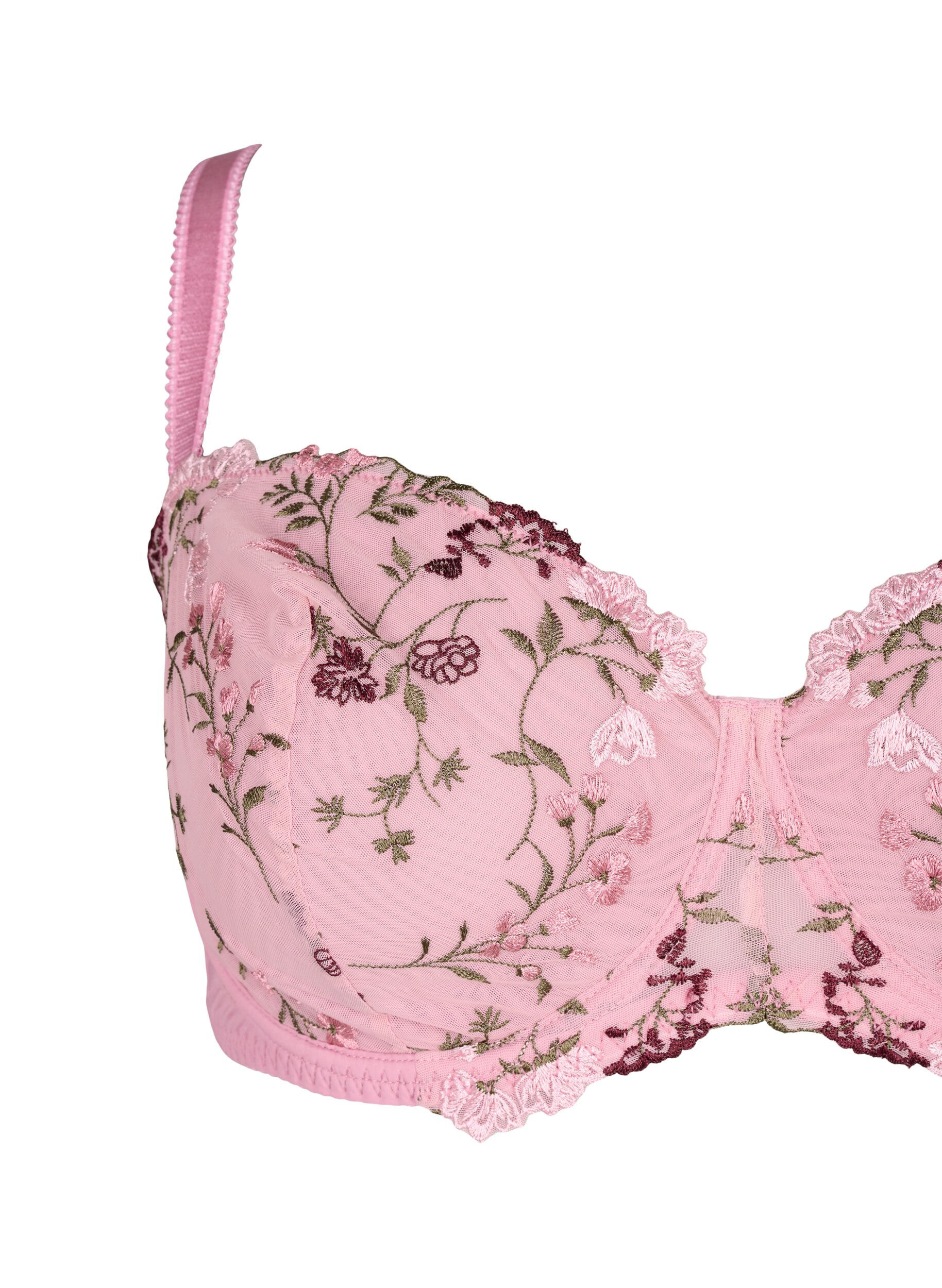 ZizziBalconette bh met geborduurde bloemen, Roze, Packshot image number 2
