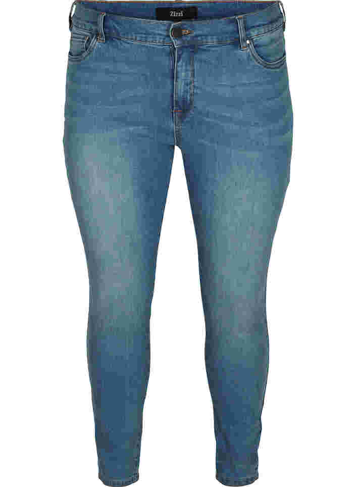 Cropped Amy jeans met hoge taille en strikje, Blue denim, Packshot image number 0