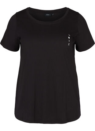 T-shirt met korte mouwen in katoen, Black w. Love, Packshot image number 0