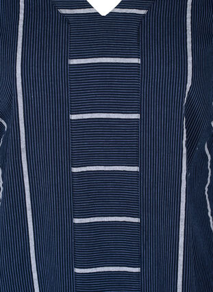 Gestreepte tuniek in katoen met 3/4 mouwen, N.Sky w.White Stripe, Packshot image number 2