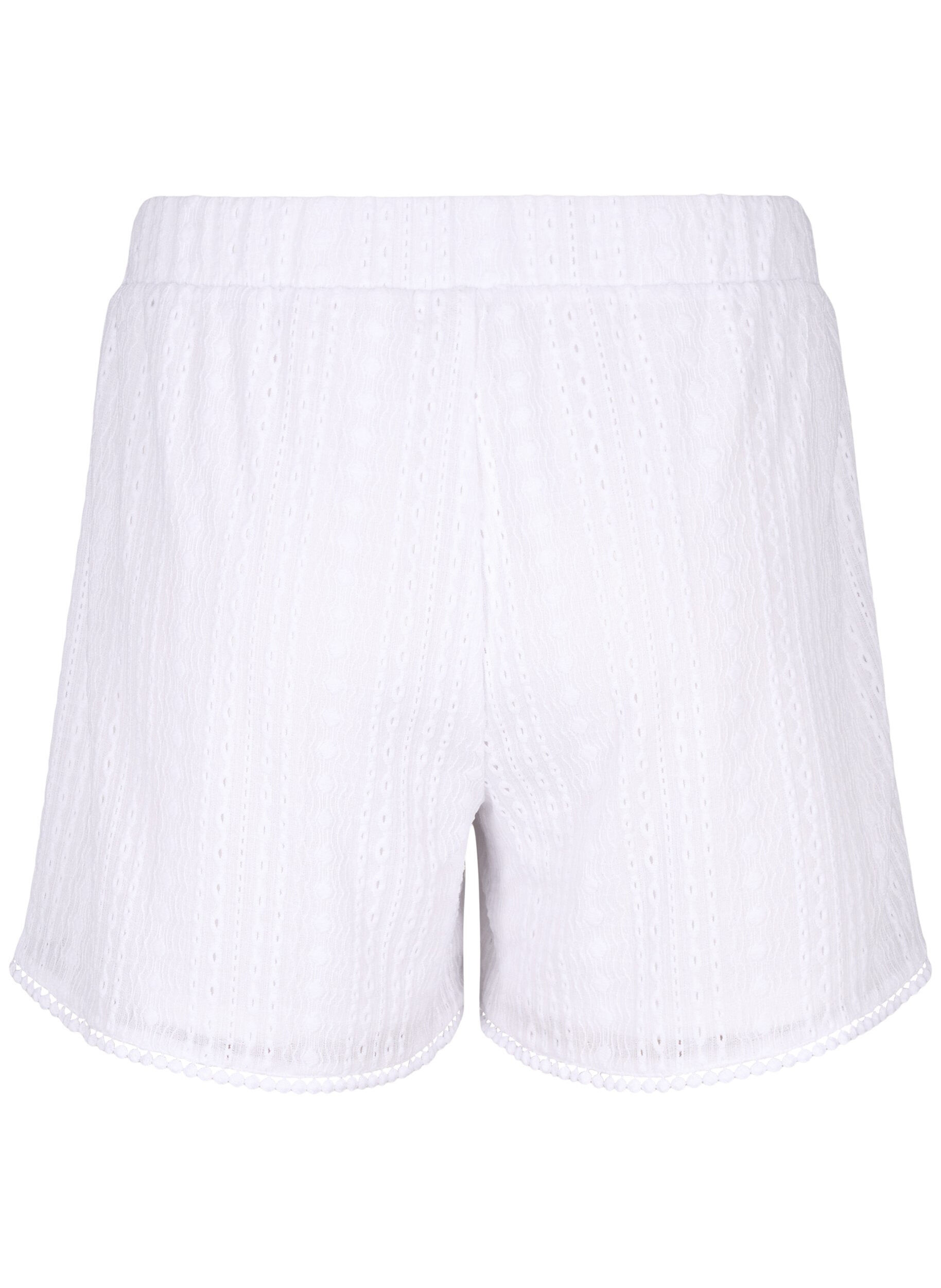 ZizziKorte broek met structuurpatroon, Bright White, Packshot image number 1