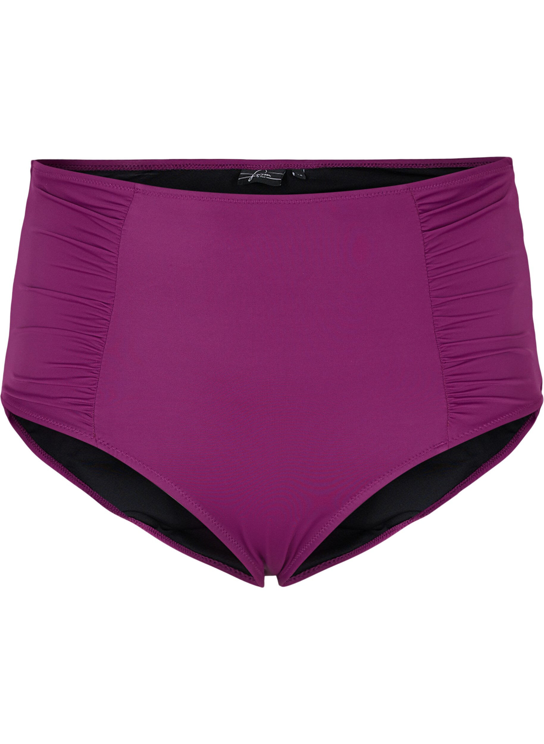 ZizziBikinibroekje met hoge taille en draperingen, Dark Purple, Packshot image number 0