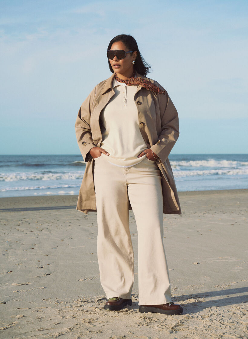 Lentejas met imitatie su&egrave;de kraag en onzichtbare knoopsluiting, Beige, Image image number 0