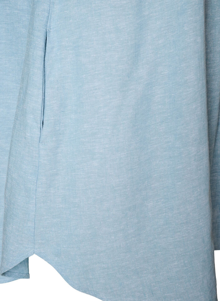 Tuniek van linnen en viscose met A-vorm, Blauw, Packshot image number 3