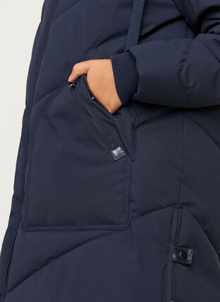 Manteau d'hiver avec capuche et bordure en fausse fourrure, Night Sky, Model image number 2
