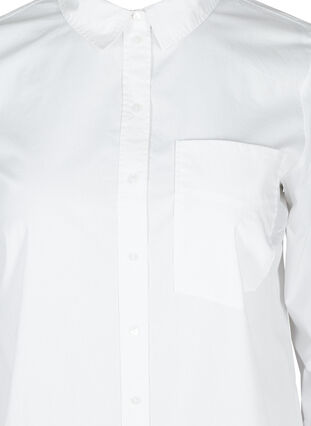 Chemise longue en coton avec poches poitrine, White, Packshot image number 2