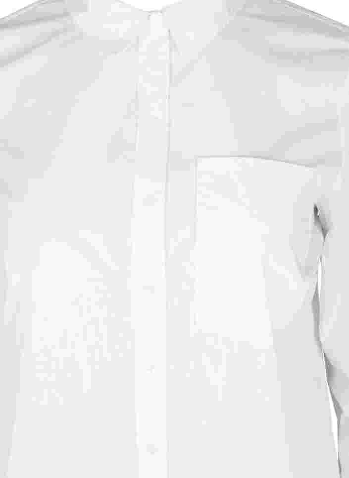 Lange katoenen blouse met borstzakje, White, Packshot image number 2