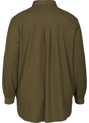 Gestructureerde blouse met borstzakken, Dark Green ASS, Packshot image number 1