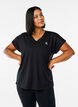 Losvallend trainings-T-shirt met V-hals, Zwart, Model image number 0