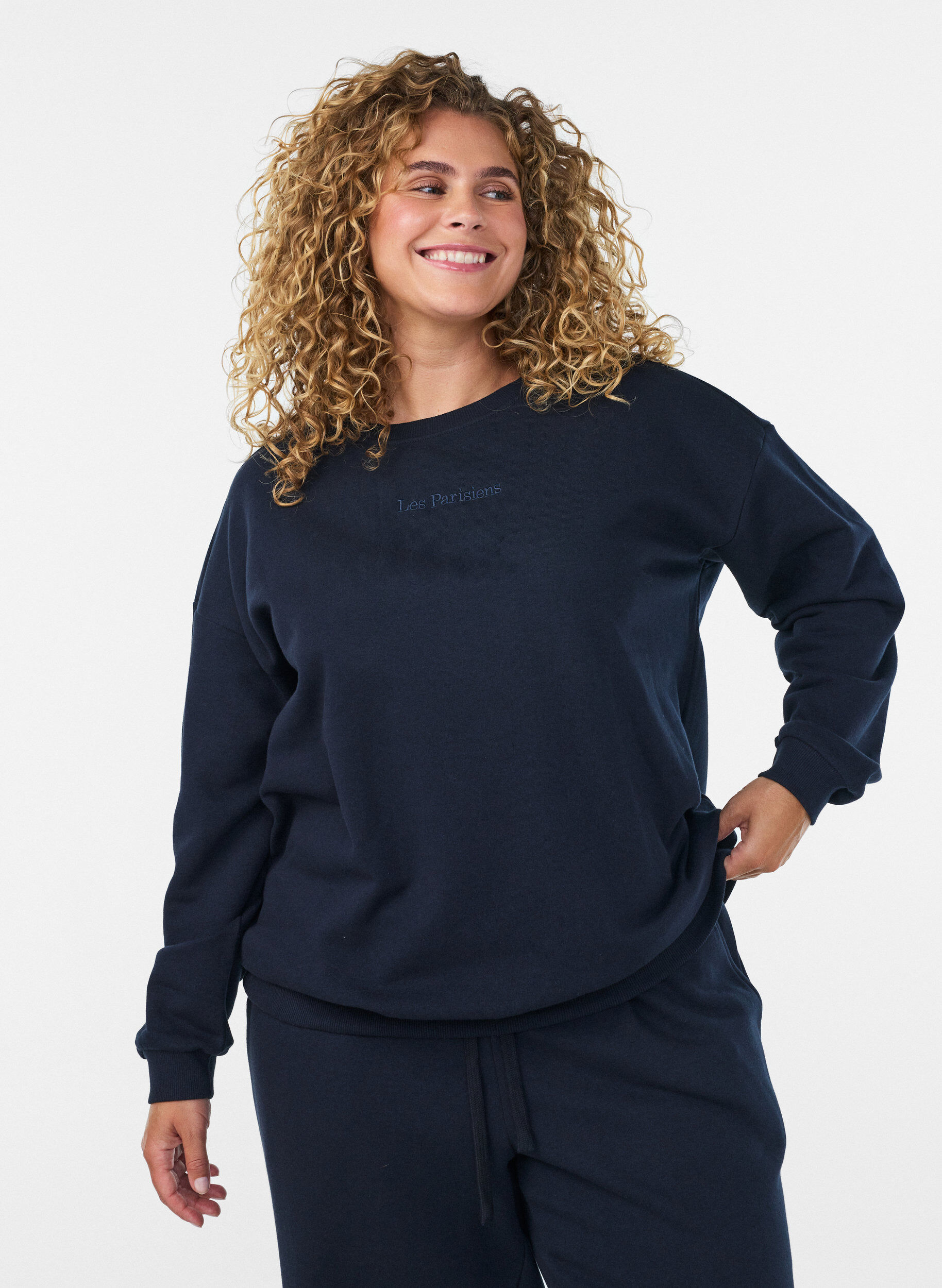 ZizziSweatshirt met tekstprint, Blauw, Model image number 0